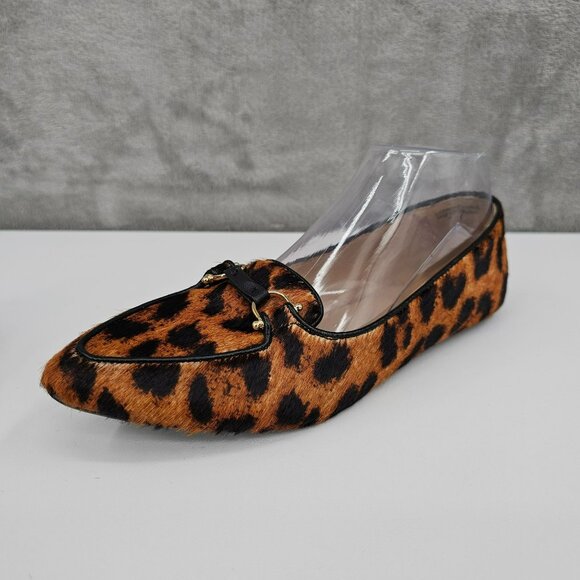 Talbots Francesca Driving Moccasins Loafers Flat 7 Brown Black Leopard Calf Hair - Picture 1 of 15